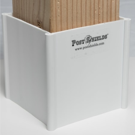 Post Shields. Post Shields Inc. 4 in. H X 4 in. W X 4 in. L Plastic White Fence Post Protection 5282711030